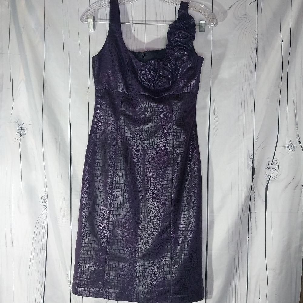 Muse Faux Snakeskin Whimsigoth Gothic Witchy Dress With Rosette Detail